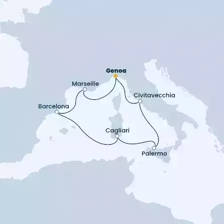 COSTA FIRENZE - Itinerario di 6 notti partendo da GENOVA il 23/06/2022 - Italia, Francia, Spagna