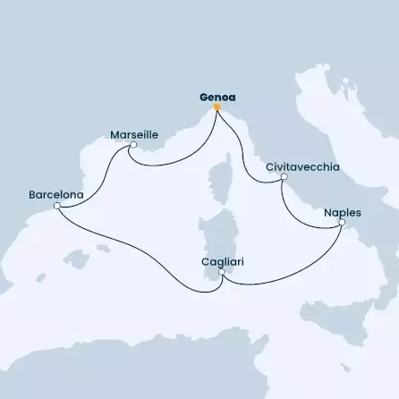 COSTA TOSCANA - Itinerario di 6 notti partendo da GENOVA il 08/09/2023 - Italia, Francia, Spagna