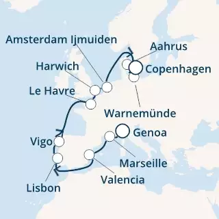 COSTA FASCINOSA - Itinerario di 12 notti partendo da GENOVA il 03/05/2020 - Italia, Francia, Spagna, Portogallo, Gran Bretagna, Danimarca, Germania