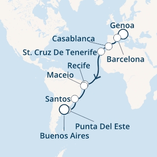 Italia, Spagna, Marocco, Isole Canarie, Brasile, Uruguay, Argentina