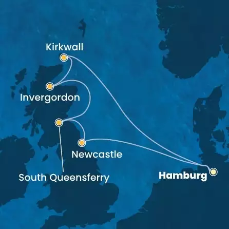 COSTA FAVOLOSA - Itinerario di 6 notti partendo da AMBURGO il 17/05/2026 - Germania, Gran Bretagna, Scozia