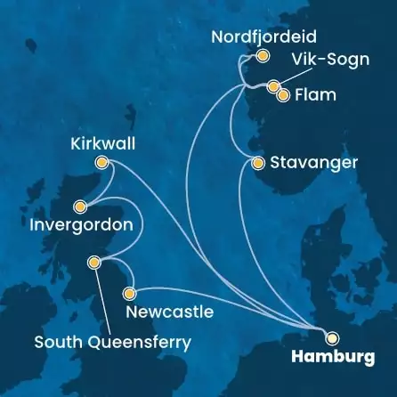 COSTA FAVOLOSA - Itinerario di 13 notti partendo da AMBURGO il 17/05/2026 - Germania, Gran Bretagna, Scozia, Norvegia