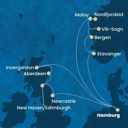 COSTA FAVOLOSA - Itinerario di 14 notti partendo da AMBURGO il 24/08/2025 - Germania, Norvegia, Scozia