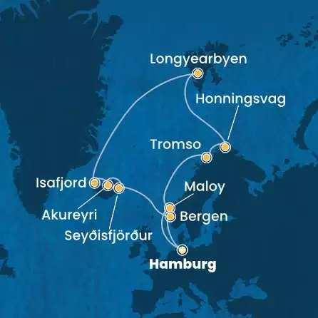 COSTA FAVOLOSA - Itinerario di 16 notti partendo da AMBURGO il 14/07/2025 - Germania, Norvegia, Islanda, Spitzbergen
