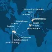 Germania, Gran Bretagna, Francia, Portogallo, Spagna, Isole Canarie, Antille, Isole Vergini, Repubblica Dominicana