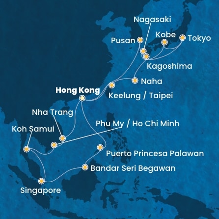 COSTA SERENA - Itinerario di 27 notti partendo da HONG KONG il 19/12/2025 - Cina, Taiwan, Giappone, Sud Korea, Vietnam, Singapore, Filippine