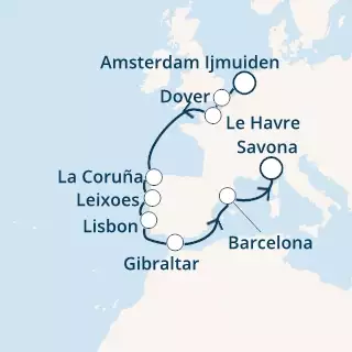 COSTA PACIFICA - Itinerario di 9 notti partendo da AMSTERDAM IJMUIDEN il 12/09/2019 - Gran Bretagna, Francia, Spagna, Portogallo, Gibilterra, Italia