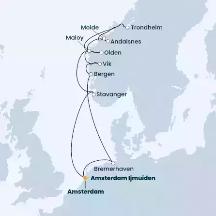 COSTA FORTUNA - Itinerario di 10 notti partendo da AMSTERDAM IJMUIDEN il 26/06/2022 - Norvegia, Germania, Olanda
