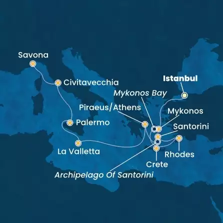 COSTA FORTUNA - Itinerario di 9 notti partendo da ISTANBUL il 21/09/2025 - Turchia, Grecia, Malta, Italia