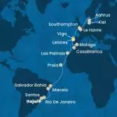 Brasile, Isole Canarie, Marocco, Spagna, Portogallo, Francia, Gran Bretagna, Danimarca, Germania