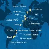 Brasile, Isole Canarie, Marocco, Spagna, Portogallo, Francia, Gran Bretagna, Danimarca, Germania