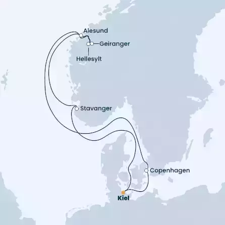 COSTA DIADEMA - Itinerario di 6 notti partendo da KIEL il 24/06/2022 - Germania, Danimarca, Norvegia