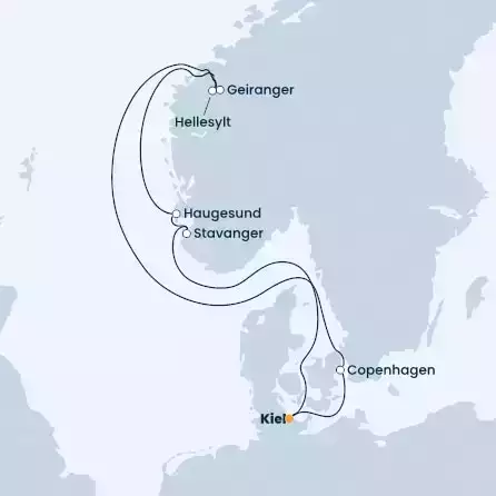 COSTA DIADEMA - Itinerario di 6 notti partendo da KIEL il 12/08/2022 - Germania, Danimarca, Norvegia
