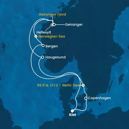 COSTA DIADEMA - Itinerario di 6 notti partendo da KIEL il 19/07/2024 - Germania, Danimarca, Norvegia