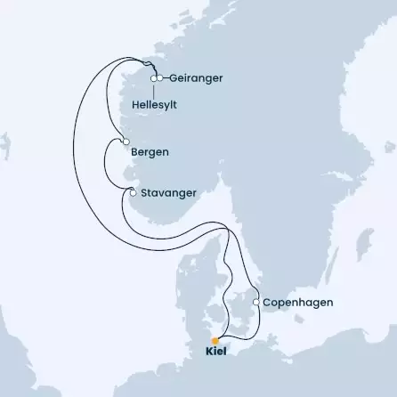 COSTA FIRENZE - Itinerario di 6 notti partendo da KIEL il 26/05/2023 - Germania, Danimarca, Norvegia