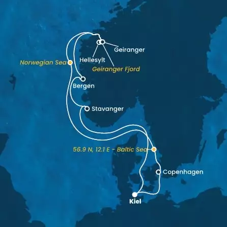 COSTA DIADEMA - Itinerario di 6 notti partendo da KIEL il 30/08/2024 - Germania, Danimarca, Norvegia