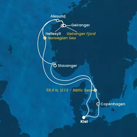 COSTA DIADEMA - Itinerario di 6 notti partendo da KIEL il 12/07/2024 - Germania, Danimarca, Norvegia