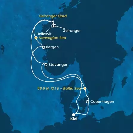 COSTA DIADEMA - Itinerario di 6 notti partendo da KIEL il 16/08/2024 - Germania, Danimarca, Norvegia