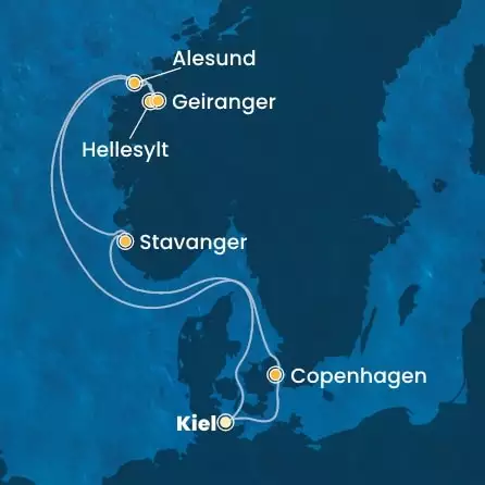 COSTA DIADEMA - Itinerario di 6 notti partendo da KIEL il 24/07/2026 - Germania, Danimarca, Norvegia