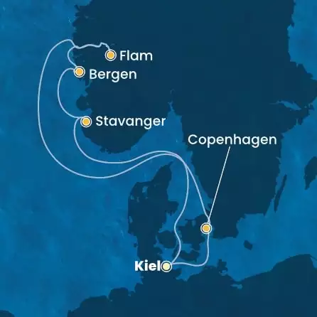 COSTA DIADEMA - Itinerario di 6 notti partendo da KIEL il 16/05/2025 - Germania, Danimarca, Norvegia
