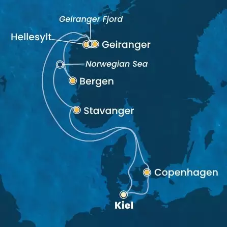 COSTA DIADEMA - Itinerario di 6 notti partendo da KIEL il 19/06/2026 - Germania, Danimarca, Norvegia