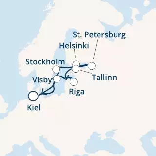 COSTA FAVOLOSA - Itinerario di 9 notti partendo da KIEL il 07/07/2020 - Germania, Svezia, Finlandia, Russia, Estonia, Lettonia