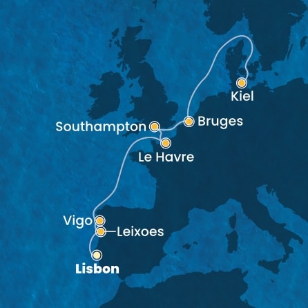 COSTA DIADEMA - Itinerario di 8 notti partendo da LISBONA il 06/05/2026 - Portogallo, Spagna, Francia, Gran Bretagna, Belgio, Germania