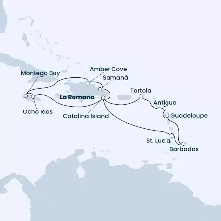 COSTA PACIFICA - Itinerario di 13 notti partendo da LA ROMANA il 29/01/2023 - Repubblica Dominicana, Antille, Isole Vergini, Giamaica