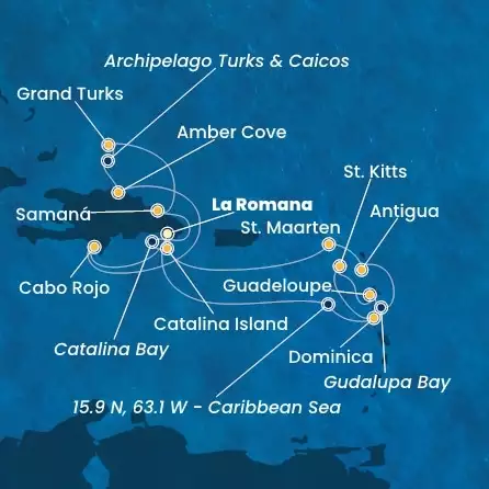 COSTA FASCINOSA - Itinerario di 13 notti partendo da LA ROMANA il 19/01/2025 - Repubblica Dominicana, Dominica, Antille, Isole Turks