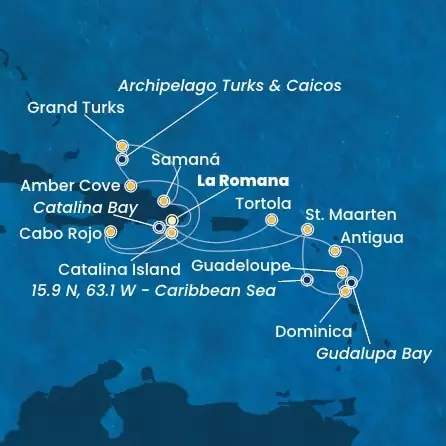 COSTA FASCINOSA - Itinerario di 13 notti partendo da LA ROMANA il 23/02/2025 - Repubblica Dominicana, Isole Turks, Antille, Dominica, Isole Vergini