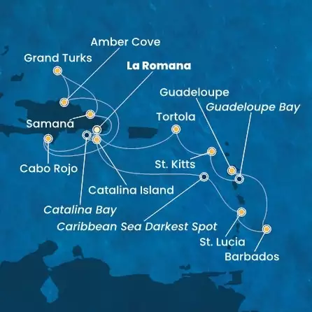 COSTA PACIFICA - Itinerario di 13 notti partendo da LA ROMANA il 28/12/2025 - Repubblica Dominicana, Isole Turks, Antille, Isole Vergini