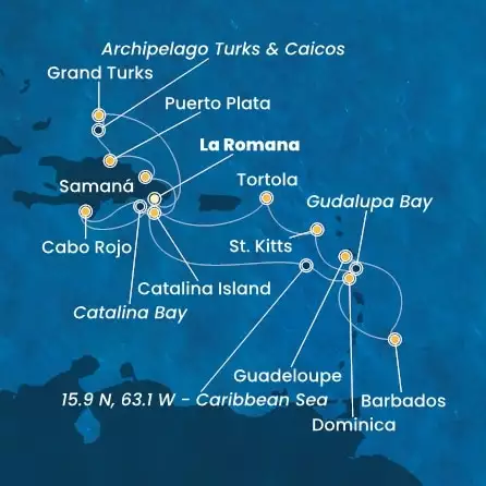 COSTA PACIFICA - Itinerario di 13 notti partendo da LA ROMANA il 01/02/2026 - Repubblica Dominicana, Dominica, Antille, Isole Vergini, Isole Turks