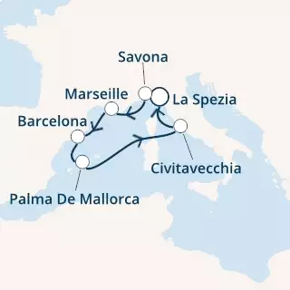 COSTA SMERALDA - Itinerario di 6 notti partendo da LA SPEZIA il 31/01/2020 - Italia, Francia, Spagna, Isole Baleari