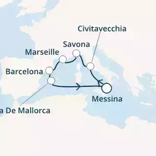 COSTA SMERALDA - Itinerario di 6 notti partendo da MESSINA il 22/07/2021 - Italia, Francia, Spagna, Isole Baleari