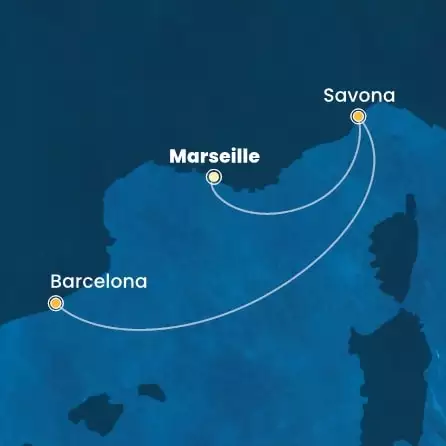 COSTA PACIFICA - Itinerario di 1 notti partendo da MARSIGLIA il 02/11/2024 - Francia, Italia, Spagna