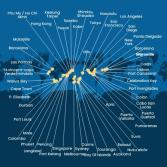 Francia, Spagna, Portogallo, Isole Azzorre, Stati Uniti, Florida (USA), Panama, Messico, Stati Uniti, Hawai, Nuova Zelanda