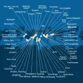 Francia, Spagna, Portogallo, Isole Azzorre, Stati Uniti, Florida (USA), Panama, Messico, Stati Uniti, Hawai, Nuova Zelanda