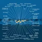 Francia, Spagna, Portogallo, Isole Azzorre, Stati Uniti, Florida (USA), Messico, Stati Uniti, Hawai, Polinesia, Fiji