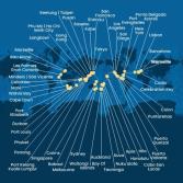 Francia, Spagna, Portogallo, Isole Azzorre, Stati Uniti, Florida (USA), Panama, Messico, Stati Uniti, Hawai, Nuova Zelanda
