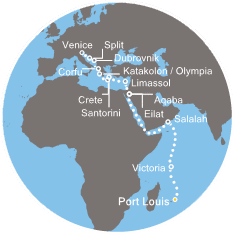 Mauritius, Seychelles, Oman, Israele, Giordania, Cipro, Grecia, Croazia, Italia