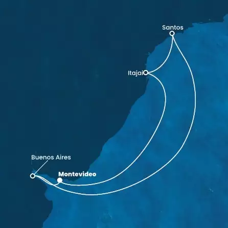 COSTA DIADEMA - Itinerario di 6 notti partendo da MONTEVIDEO il 18/02/2025 - Uruguay, Argentina, Brasile