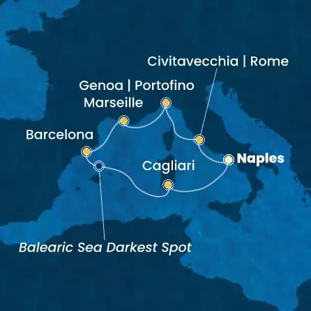 COSTA TOSCANA - Itinerario di 6 notti partendo da NAPOLI il 18/03/2026 - Italia, Francia, Spagna