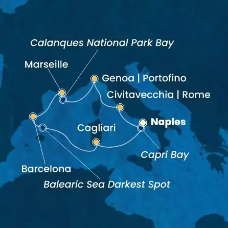 COSTA TOSCANA - Itinerario di 6 notti partendo da NAPOLI il 13/05/2026 - Italia, Francia, Spagna