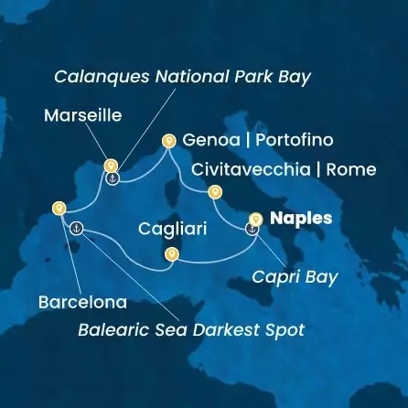 COSTA TOSCANA - Itinerario di 6 notti partendo da NAPOLI il 13/05/2026 - Italia, Francia, Spagna