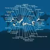 Italia, Francia, Spagna, Marocco, Isole Canarie, Antille, Costa Rica, Colombia, Panama, Cile, Polinesia, Tonga, Australia