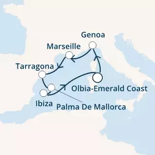 COSTA FORTUNA - Itinerario di 6 notti partendo da OLBIA - COSTA SMERALDA il 13/06/2019 - Italia, Francia, Spagna, Isole Baleari