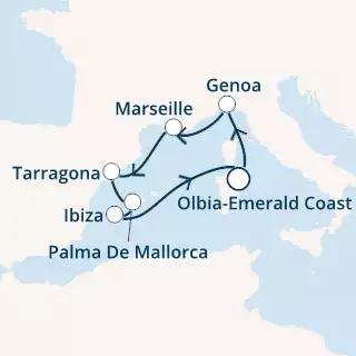 COSTA FORTUNA - Itinerario di 6 notti partendo da OLBIA - COSTA SMERALDA il 12/09/2019 - Italia, Francia, Spagna, Isole Baleari