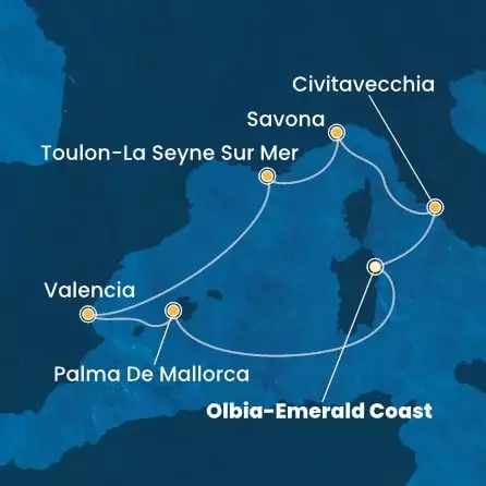 COSTA PACIFICA - Itinerario di 6 notti partendo da OLBIA - COSTA SMERALDA il 24/04/2025 - Italia, Spagna, Isole Baleari