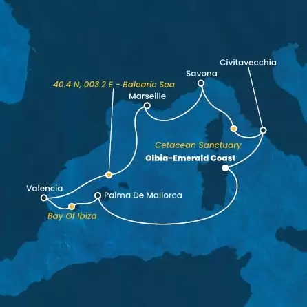 COSTA PACIFICA - Itinerario di 6 notti partendo da  il 16/07/2024 - Italia, Isole Baleari, Spagna, Francia