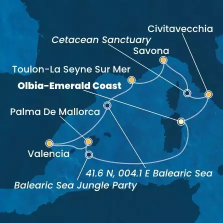 COSTA PACIFICA - Itinerario di 6 notti partendo da OLBIA - COSTA SMERALDA il 12/06/2025 - Italia, Spagna, Isole Baleari